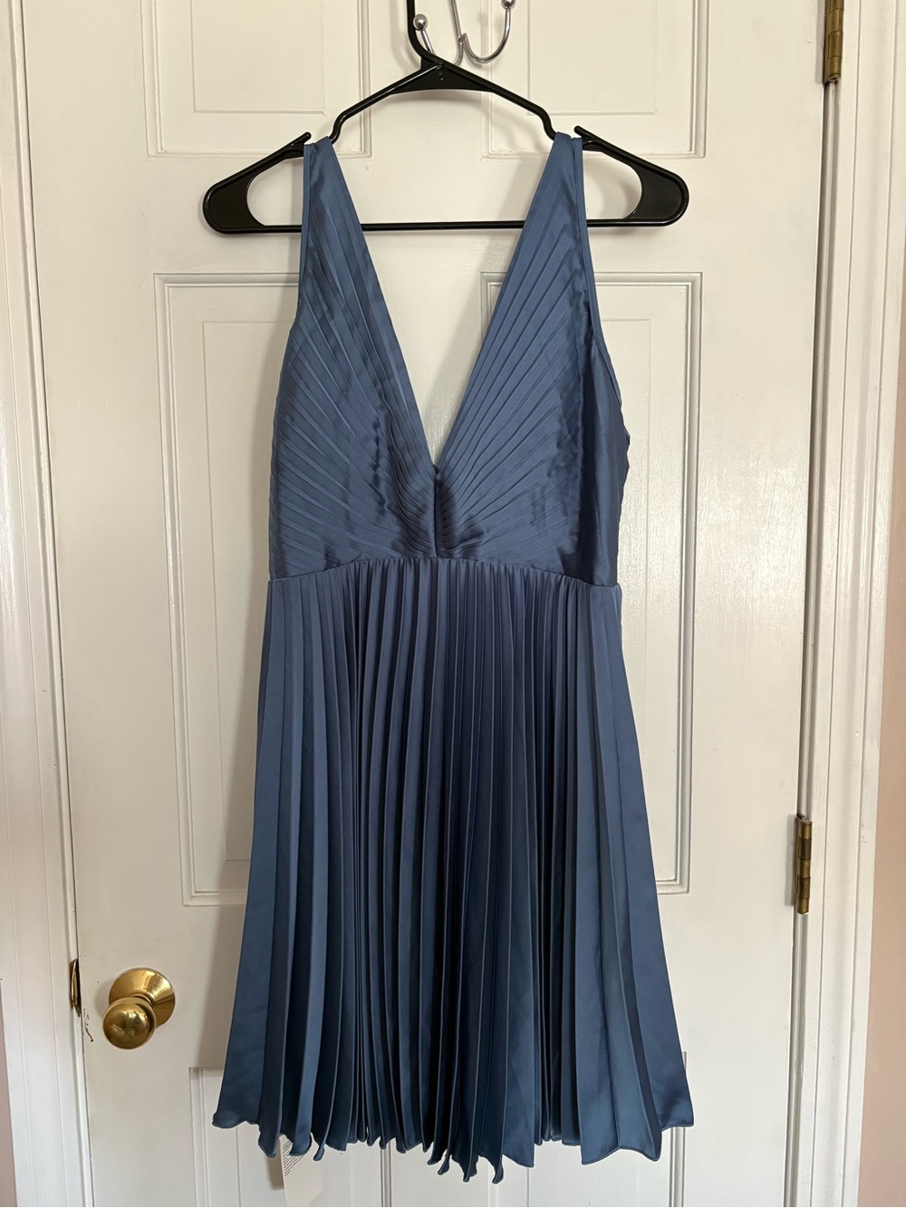 Abercrombie & Fitch Dusty Blue Pleated Mini Dress